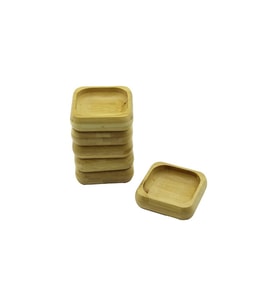 6 ADET 9X9CM KARE AHŞAP BAMBU ÇEREZLİK - LOKUMLUK KASE DERİNLİK: 1.8CM (5343)