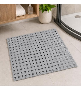 Yer Karosu 33x33 cm, Kaymaz Plastik Duş Matı, Geçmeli Modüler Banyo Paspası, Su Tahliye Delikli Islak Zemin Karosu, Lavabo Önü Duş Çıkışı Zemin Matı (Gri)