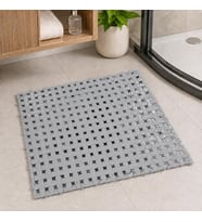 Yer Karosu 33x33 cm, Kaymaz Plastik Duş Matı, Geçmeli Modüler Banyo Paspası, Su Tahliye Delikli Islak Zemin Karosu, Lavabo Önü Duş Çıkışı Zemin Matı (Gri)