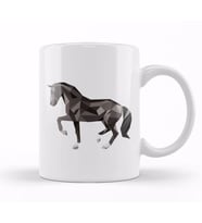 Geometric Animal Black Horse Kupa Bardak Porselen