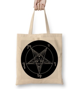 New Black Goat Of Mendes Pentagram Satan Satanic Seal Of Baphomet Metal 666 Devil Gift 01 Bez Çanta Uzun Saplı