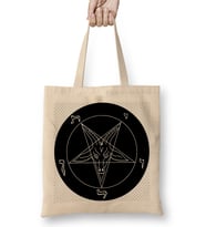 New Black Goat Of Mendes Pentagram Satan Satanic Seal Of Baphomet Metal 666 Devil Gift 01 Bez Çanta Uzun Saplı
