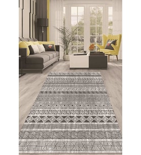 Dijital Kaymaz Taban Yıkanabilir Modern Renkli Salon Halısı Mutfak Halısı Yolluk ND-HT-929 (Gri)