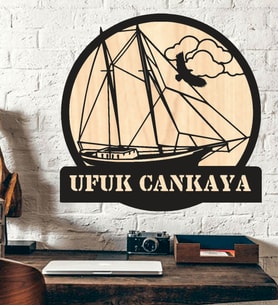 Kişiye Özel Gulet Yelkenli Deniz Temalı Ahşap Duvar Tablo