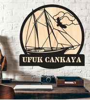 Kişiye Özel Gulet Yelkenli Deniz Temalı Ahşap Duvar Tablo