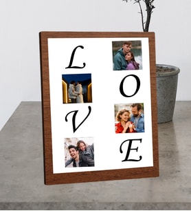 Kişiye Özel Masaüstü 4 Fotoğraflı LOVE Tasarım Ahşap Mdf Resimli Kolaj Çerçeve