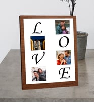Kişiye Özel Masaüstü 4 Fotoğraflı LOVE Tasarım Ahşap Mdf Resimli Kolaj Çerçeve