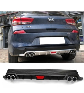 Hyundai i30 Siyah Difüzör Difizör Yuvarlak Egzoz Görünüm Kulaklı Tip 2007 - 2021