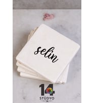 Stüdyo 14 Kişiye Özel İsim Detaylı Taş Bardak Altlığı - 4'lü Set