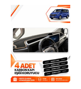 FORD TRANSİT CUSTOM (2025-SONRASI) Uyumlu Ön Torpido Koruma Kılıfı Halısı - Siyah Bej