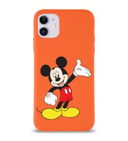 Apple iPhone 11 Uyumlu Lansman Kılıf Mickey Mouse Tasarımlı Altı Kapalı İçi Kadife Kaplı  Kapak (Şeffaf)