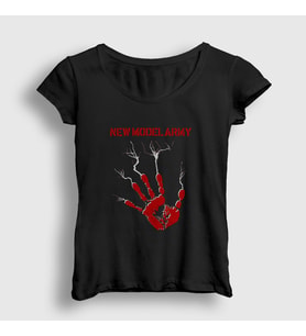 Presmono Kadın Siyah Ghost Of Cain New Model Army T-Shirt 484839tt