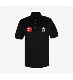 Çal Belediyespor Taraftar Logolu Türk Bayrağı Siyah Polo Yaka T-Shirt