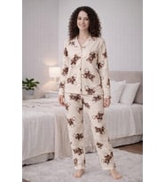 Kadın 0519 Uzun Kol Süet Pijama Takımı