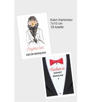 Gelin Damat Bohçası Kartları, Gelin Çeyiz Bohça Kartı, Bohça Kartı 18 Adet 7x10 Cm