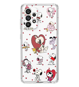 Samsung Galaxy A13 Uyumlu Snoopy ve Kalp Tasarımlı Şeffaf Telefon Kılıfı