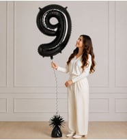 100 cm Siyah 9 Rakamlı Helyumlu Folyo Balon – Şık ve Modern Parti Dekoru