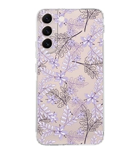 Samsung Galaxy S22 Plus  Kamera Korumalı Kapak Floral Lila Tasarımlı  Şeffaf Kılıf