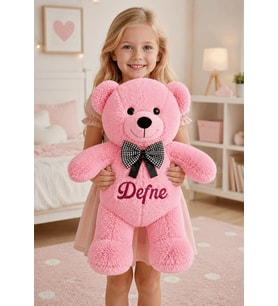 [ İSTEDİĞİNİZ İSMİ YAZIYORUZ ] Ayıcık Pembe 50 cm Peluş Ayı Sevgiliye Kız Erkek Çocuğa Doğum Günü & Özel Gün Hediye