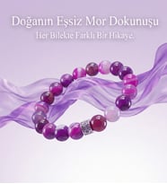 MMİF Doğal Akik Taşı Bileklik 8mm Kadın ve Erkek Renkli Nazaraetkili (Lila - Mor)