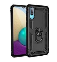 Galaxy A02 Kılıf Zore Vega Yüzüklü Standlı Zırh Kılıf (Siyah)