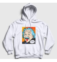 Presmono Unisex Beyaz Pop Art Scientist Albert Einstein Kapüşonlu Sweatshirt 338147tt