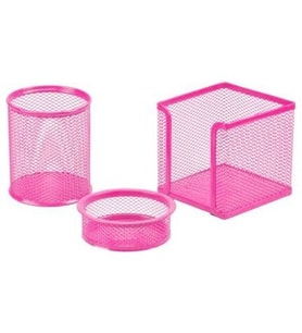 3 LÜ METAL KALEMLİK SETİ PERFORE PEMBE