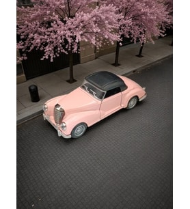 Nostaljik Klasik Çek Bırak Pembe Metal Araba – Koleksiyonluk Metal Model