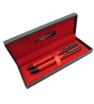 Signator® T405 Kırmızı  Kalem Seti - Roller Kalem + Tükenmez Kalem  İsme Özel Kalem  Hediyelik Kalem (Karışık)