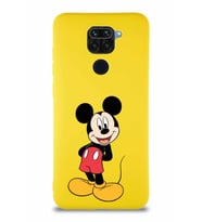 Xiaomi Redmi Note 9 Soft Premier Kapak Mickey Mouse-B Tasarımlı Silikon Kılıf - Sarı (Şeffaf)