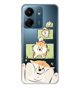 Xiaomi Redmi 13C Uyumlu Sevimli Köpek Tasarımlı Şeffaf Telefon Kılıfı