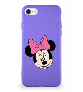Apple iPhone 7 Soft Premier Kapak Minnie Mouse-C Tasarımlı Silikon Kılıf - Mor (Şeffaf)
