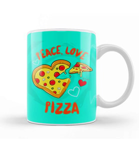 Peace Love Pizza Kupa Bardak Porselen