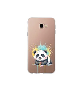 Samsung Galaxy J4+ Plus ile Uyumlu Splash Panda Tasarımlı Şeffaf Silikon Kılıf
