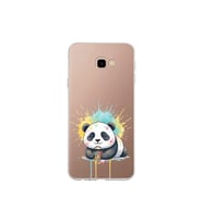 Samsung Galaxy J4+ Plus ile Uyumlu Splash Panda Tasarımlı Şeffaf Silikon Kılıf
