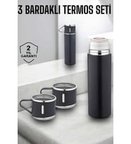 Paslanmaz Çelik 3’lü Termos Seti Vakumlu ve 8 Saat Isı Koruma