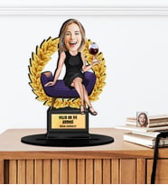 Kişiye Özel Karikatürlü Yılın Annesi Ahşap Oscar - Masaüstü Biblo