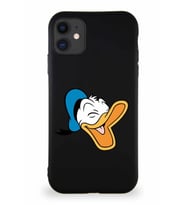 Apple iPhone 11 Soft Premier Kapak Donald Duck-E Tasarımlı Silikon Kılıf - Siyah (Şeffaf)