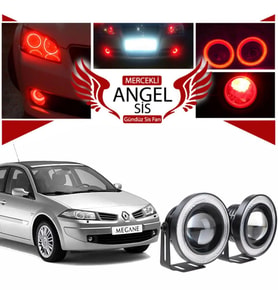 Renault Megane 2 Uyumlu, Universal Mercekli Led Angel Sis Farı, 76mm Kırmızı Renk