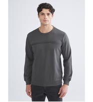 LCWAIKIKI Classic Antrasit Bisiklet Yaka Baskılı Erkek Sweatshirt