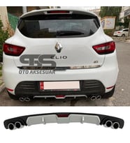 Renault Clio 4 Difüzör Arka Tampon Eki 4 Egzoz Çıkışlı Gri