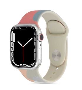 Apple Watch 7 41mm Uyumlu Kordon Silikon Renkli Tasarım Yumuşak Spor KRD-62 Kayış (Turuncu)