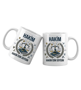 İsim Yazılı Hakim Kupa Bardak – Kişiye Özel Hukuk Meslek Kupası (Beyaz)