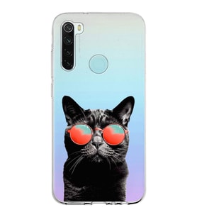 PrintiFy Xiaomi Redmi Note 8 ile Uyumlu 1mm Slim Fit Kedi 3 050d Baskılı Şeffaf  Kılıf