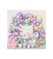 Kız Çocuklar Için 4 Yaş Unicorn Lüks Doğum Günü Parti Seti Süsü