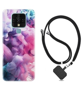 Tecno Camon 16 18P Pova Kılıf Boyun Askılı Silikon Pink Cloud 1305