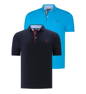 İKİLİ SET T8582 DEWBERRY ERKEK T-SHIRT-LACİVERT-KOYU TURKUAZ (Karışık)