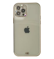 Newface Apple iPhone 12 Pro Max Kılıf Liva Taşlı Silikon - Beyaz