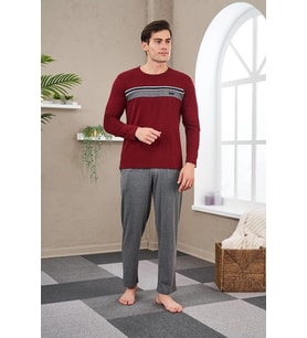 Pjs 23707 Erkek Bisiklet Yaka Pijama Takım