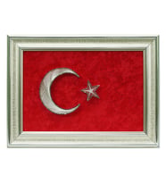e38 EL İŞÇİLİĞİ TÜRK BAYRAĞI FİLOGRAFİ TABLO 37x27 cm - 6006